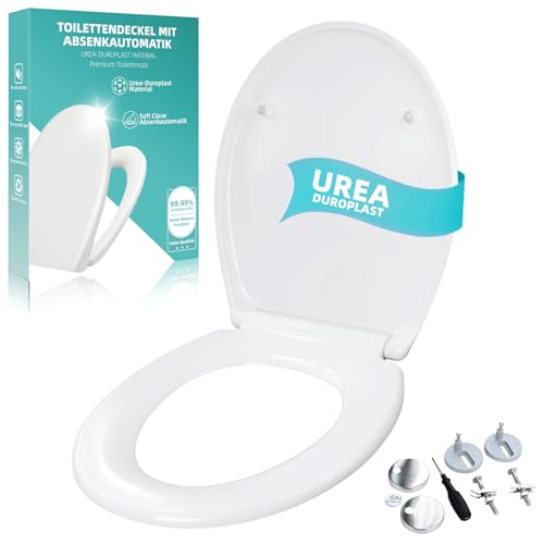 Toilettendeckel mit Absenkautomatik,Urea-Duroplast WC Sitz Quick-Release Funktion zur Einfachen Reinigung – Einfache Montage,bis 250 kg, aus Antibakteriellem Duroplast Klodeckel Urea-Duroplast