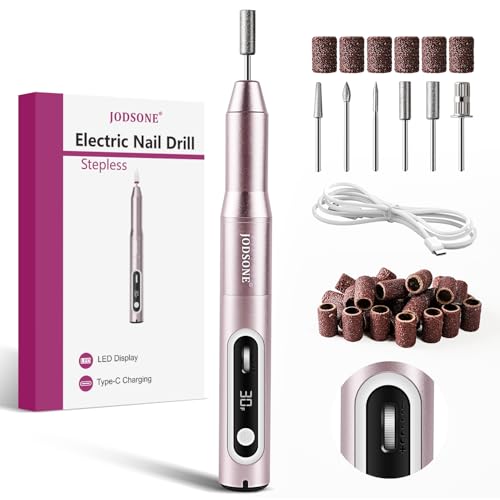JODSONE Professioneller Nagelfräser - 30000 U/min, Leise - Mit Drehregler & 6 Ersatz-Feilenköpfen - Maniküre & Pediküre Set für Zuhause & Salon