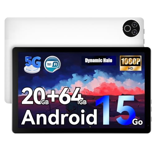 Laptok Android 15 Tablet 10 Zoll – 20GB RAM 64GB ROM bis 1TB TF, 800×1280 IPS, Dual Kamera 2MP+5MP, WiFi6+BT5.4, 5000mAh Akku, Typ-C, OMS, Weiß