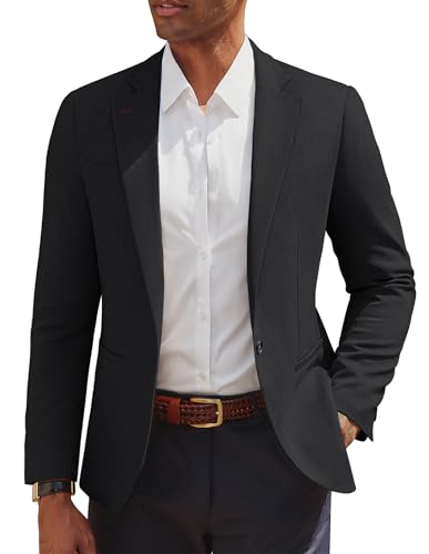 PJ PAUL JONES Business Sakko Herren Anzugjacke Regular Fit Blazer Herren mit EIN Knopf Schwarz XL