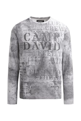 Camp David Herren Longsleeve mit All Over Print Storm Grey, XXL