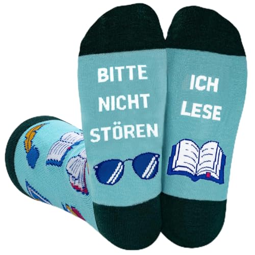 WAMIOKAGRO Lustige Geschenke für Männer Frauen, Leseratte Socken mit Spruch, Geschenkideen Weihnachtsgeschenke für Männer Frauen Freund Jungen Teenager Buchliebhaber Lehrer