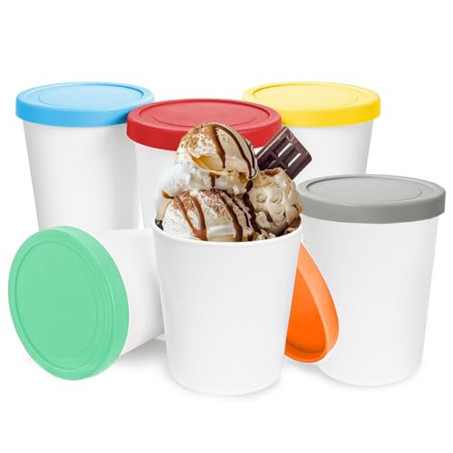 6er-Set Mini-Eiscreme-Gefrierbehälter mit Silikondeckel, 1L Wiederverwendbare Eis Behälter Gefrierdosen, Aufbewahrungsbehälter, Eisbehälter für Selbstgemachtes Eis,Eisbehälter Für Eiscreme, Joghur