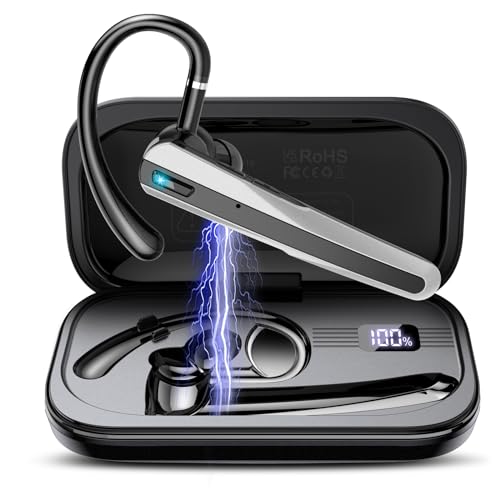 Atheewon V5.3 Bluetooth Headset, Headset Kabellos Freisprech mit ENC Dual Geräuschunterdrückung Mic, 120 Std Spielzeit In-Ear mit LED-Ladebox, Bluetooth Ohrhörer für Handy/Trucker Fahrer/Geschäft