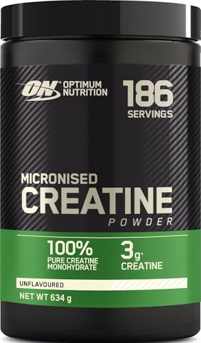 Optimum Nutrition Mikronisiertes Kreatin Pulver, Geschmacksneutral, 634g, 186 Portionen