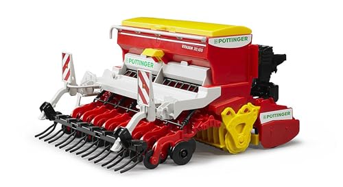 bruder 02347 - Pöttinger Vitasem 302ADD Kreiselegge-Sämaschine - 1:16 Traktor Anhänger, Spielzeug, Bauernhof, Landwirtschaft