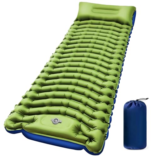 WIKNOT Isomatte Camping, Camping Luftmatratze mit Kissen & Fußpumpe