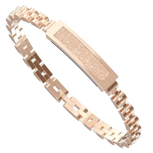 Fitness Armband Damen Elegant Smart Armkette Schmal Schrittzähler Damen Schmuck Rosegold Silber Armreif Fitness Tracker ohne App und Handy Schlaftracker Herzfrequenzmesser Fitnessarmband Kalorien