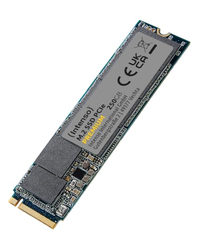 Intenso 250GB M.2 SSD PCIe Premium, bis zu 2100 MB/s, (PCI Express Gen.3x4 NVMe 1.3, Solid State Drive)