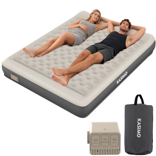 KASIMO TPU Luftmatratze selbstaufblasend, Luftbett 2 Personen, Gästebett mit integrierter Elektrischer Pumpe, aufblasbare matratze mit Kissen, luftmatratze 190x150x22cm für Gäste zu Hause und Camping