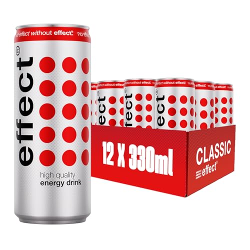 effect Energy Drink CLASSIC – Tray mit 12 x 330 ml Energy Dosen Einweg, Koffeinhaltiges Erfrischungsgetränk mit B-Vitaminen – einzigartiger & erfrischender Geschmack, vegan