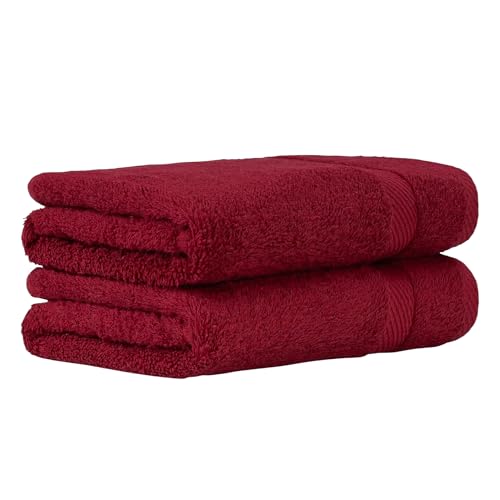 Luckytowel Handtücher Set 50x100 cm – Oeko-TEX Handtuch-Set aus 100% Baumwolle mit 600 g/m² – Frottiertücher mit Aufhängeschlaufe – flauschig & saugstark – Frottee Handtuchset – 2er Pack Rot