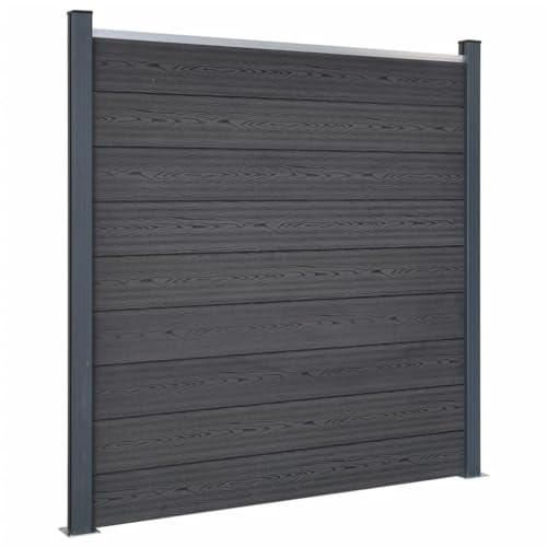 vidaXL Zaunelement Set, Rostfrei Gartenzaun Set mit 9 Zaunbrett 2 Pfosten, Sichtschutzzaun mit doppelseitigem Design, Zaun Komplettset, Grau 180x186cm WPC