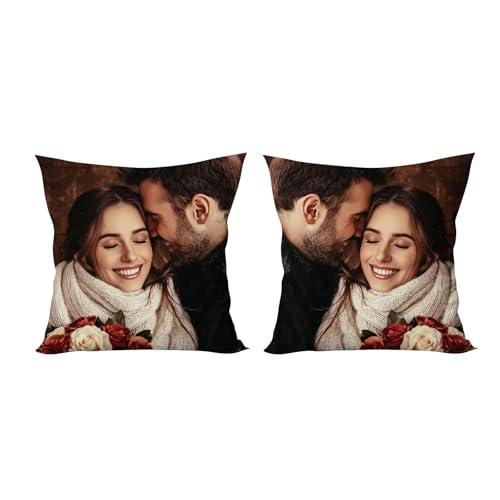 Personalisiertes Kissen mit Foto, 45x45Kissen mit Foto, Bild Geschenk Kissenbezug Doppelseitige Bedruckte Pillow Fotokissen Selbst Gestalten Kissenhülle Home Geschenk zum Geburtstag Kissenbezüge