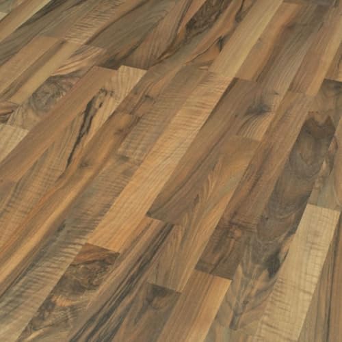 HORI Laminatboden Klicksystem Easy & Selection Klicklaminat in Holzoptik - 3-Stab Schiffsboden, Fußboden für Fußbodenheizung geeignet - Nussbaum - 2,92 m² - 11 Dielen