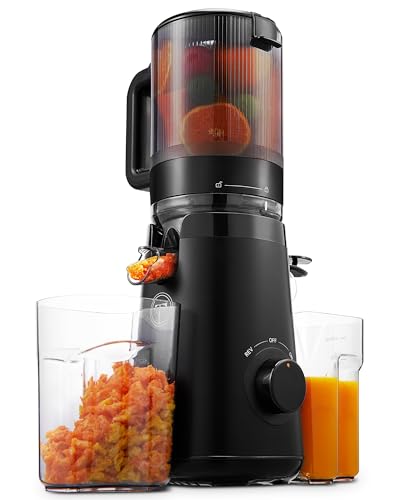 TUUMIIST Entsafter‚ Slow Juicer mit 135MM Extra Großem Einfüllschacht, Entsafter Gemüse und Obst Testsieger anwendbar Ganzes Obst und Gemüse, Leicht zu Reinigen, Hohe Saftausbeute, BPA-Frei, Schwarz