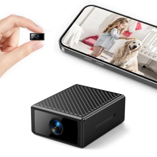 Liretope Mini Kamera 4K WLAN Überwachungskamera Innen, WiFi Kamera mit Handy APP, Live-Übertragung, Nachtsicht, Bewegungserkennung, Lange Akkulaufzeit, Cloud- & SD-Kartenspeicher, Schwarz