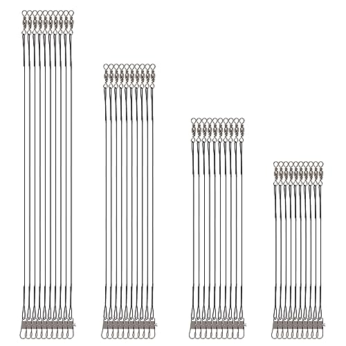 40 Stücke Stahlvorfach Hecht, Stahlvorfächer 4größen Vorfächer Leader Mit Wirbel & Karabiner Stahlvorfach Schwarz Spinnvorfach Vorfachschnur Zum Spinnangeln Angelvorfächer für Süßwasser