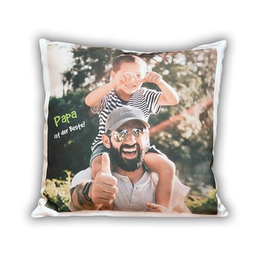 LOOXIS Personalisiertes Kissen mit Foto & Text Bedruckt, selbst gestalten – 40x40 cm, Weiß - Geschenkidee Männer, Frauen, Jahrestag, Geburtstag – Leinenhaptik