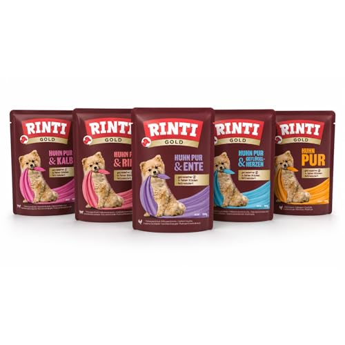 RINTI - Gold Mini Multibox | Nassfutter für kleine, ausgewachsene Hunde. Alleinfutter im Frischebeutel ohne Formfleisch, Soja oder künstliche Zusätze | 5x2x100g