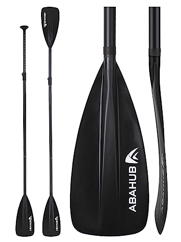 Abahub 2 in 1 Sup Kajak Paddel Aluminium Einstellbares Stand Up Paddle für Paddleboard, Aluminiumlegierung PU-beschichtete Schaft 172-213cm Kunststoff Nylon Klinge Schwarz