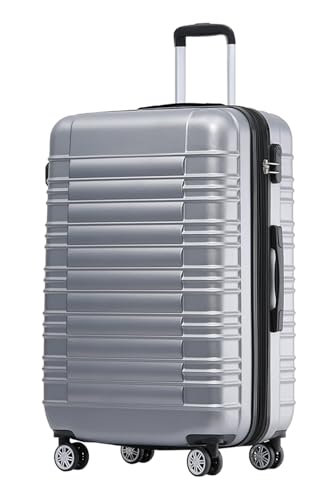 BEIBYE Reisekoffer 2088 Hartschalekoffer Gepäck Koffer Trolley Größe L in 14 Farben (Silver)
