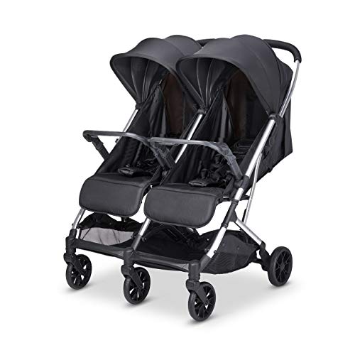 Babify Twin Air Zwillingswagen, leicht und kompakt, zugelassen bis 22 kg, Doppel-Kinderwagen Soft Grey