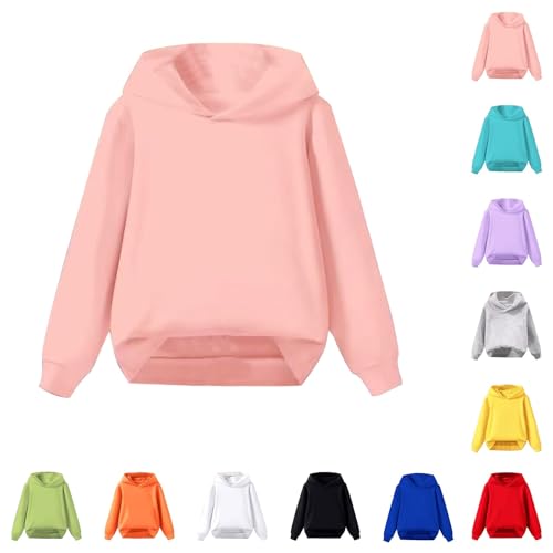 Mädchen Kapuzenpullover Einfarbig Pullover Junge Langarm Hoodie Y2K Sweatshirt mit Kapuze Kinder Lässig Kapuzenpulli Sport Sweatjacke Cute Oberteile (Red, 8-9 Years)