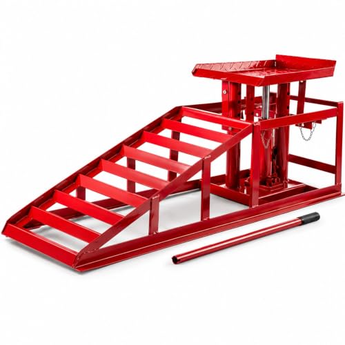 Arebos 2X Auffahrrampe | hydraulischem Wagenheber | Höhenverstellbar 2 T