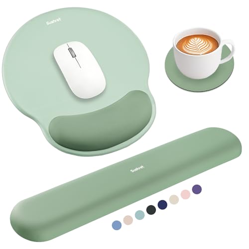 Sushret Mauspad & Tastatur Handballenauflage, 3-in-1 Ergonomisches Gel Memory Foam Handballenauflage mit Handgelenkstütze, Gaming Mauspad Armauflage für Computer Büro Schreibtisch Zubehör, Grün