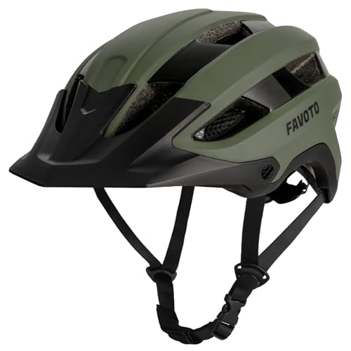 Favoto Radhelm Fahrradhelm Damen Herren - Dreischalenstruktur 14 Belüftungsöffnungen Abnehmbares Innenfutter Visier Verstellbar Kopfband L(59-61cm)