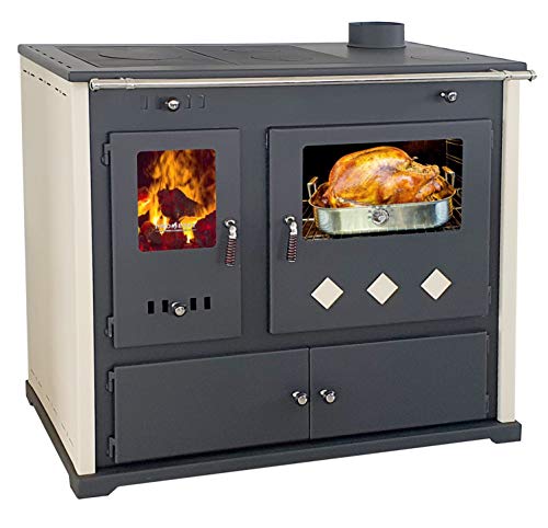 Kaminofen mit Backfach und Herdplatte Practik Lux Holzofen 9,5 kW Kamin Ofen Dauerbrandofen Werkstattofen Schwedenofen Hüttenofen Heizofen