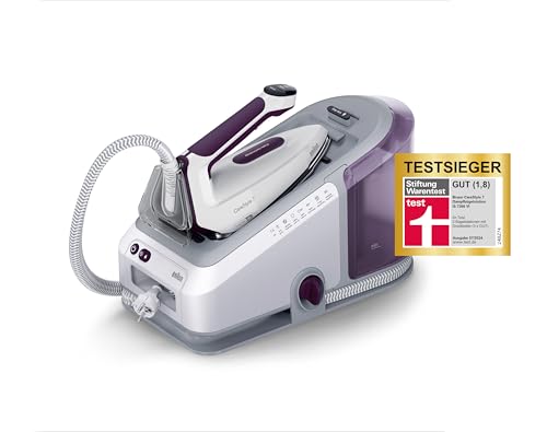 Braun CareStyle 7 IS 7266 VI Dampfbügelstation, FreeGlide 3D Bügelsohle, iCare-, iMode- & Vertikaldampf-Funktion, FastClean, Dampfstoß 550 g/min, Abnehmbarer 2 L Wassertank, 2700 W, Weiss-Violett