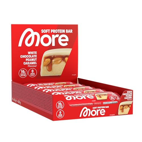 MORE Protein Bar, 10er Box, 10 x 50 g, White Chocolate Peanut Caramel