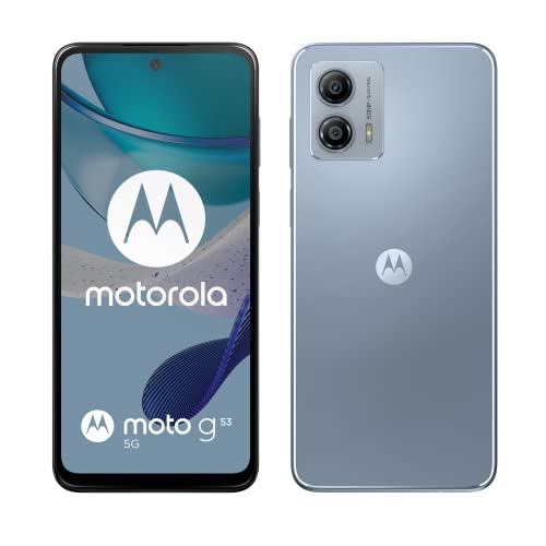 Motorola Moto (g53 5G, 16.5 cm 120Hz Display, 50MP Kamera, Dolby Atmos Stereo Lautsprecher, 5000mAh Akku, TurboPower Charging, 5G, Snapdragon 480+ Prozessor, 4/128GB, Dual SIM), Arctic Silver