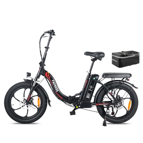Fafrees F20 Ebike Klapprad 20 Zoll, Elektrofahrräder E Bike Herren Damen 250W 25km/h, City E-Bike 2026 Upgrade 36V 18Ah Akku Reichweite 140km, E-Fahrrad 3.0 Fat Tire (Fahrradtasche, schwarz)