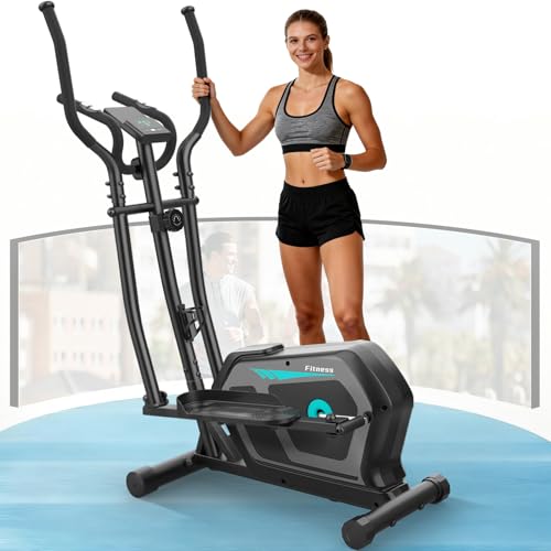 Crosstrainer für Zuhause,3-in-1-Crosstrainer mit 16 stufiger Widerstand,LCD Monitor, Wasserflaschen-und Gerätehalter, 6KG Schwungrad,Belastbar Bis 287LBS,Aerobic-Ellipsentrainer (Schwarz)