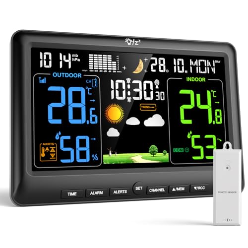 LIORQUE Wetterstation Funk mit 1 Außensensor Digital Thermometer Hygrometer | 7,5