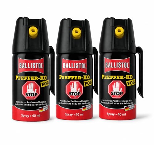 3 Dosen KO Fog Pfefferspray mit Sprühnebel 40ml - Abwehrspray Familienpackung