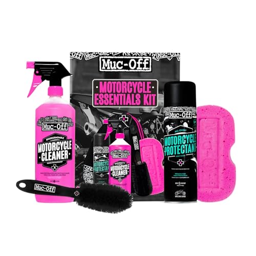 Muc-Off Basis Motorrad Pflegeset – Must-Have Motorrad Zubehör für Reinigung und Pflege – Mit Motorrad Reiniger, Motorradschutzmittel, Motorrad Werkzeug und Mehr, CLEAN + PROTECT