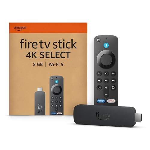 Amazon Fire TV Stick 4K Select (neueste Generation), beginne mit dem Streamen in 4K, Hunderttausenden von Filmen und Serienfolgen sowie kostenlosem Live-TV
