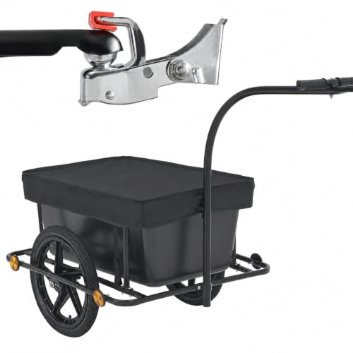 MAT-COMPANY Fahrradanhänger 90 L, 2-in-1 Lastenanhänger & Handwagen, bis 80 kg, mit Schutzplane