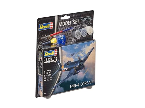 Revell Modellbau, F4U-4 Corsair, Bausatz, Maßstab 1:72, 65 Teile, Bastelset ab 10 Jahren - Detailgetreues Modell, Historisches Flugzeug, Authentische Nachbildung