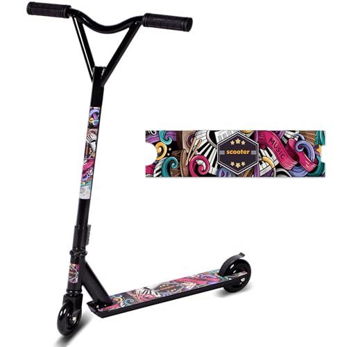 Pro Stunt Scooter, 360 Grad Spin Lenker Trick Scooter Street Stunt Scooters Freestyle Stunt Scooter mit ABEC-9 Kugellager für Jungen Mädchen Teenager Alter 6+ (Graffiti)
