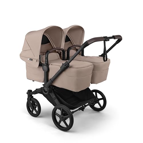 Bugaboo Donkey 6 Twin, Zwillingskinderwagen für Neugeborene & Kleinkinder, Geschwisterwagen für Zwillinge ab Geburt, mit wendbarem Sitz und Liegewanne, komfortable Lenkung, Desert Taupe Melange