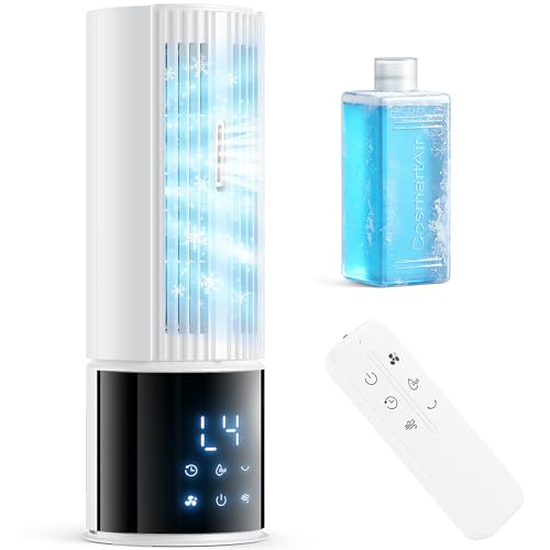 Mobile Klimaanlage 6in1, Luftkühler mit 3 Geschwindigkeiten, Turbo-Modus, Schlafwind, Nebelfunktion und Timer (1-8 Std), 45°/90° Oszillation, perfekt für Zuhause & Büro (schneeweiß)
