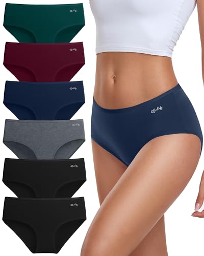 coskefy Unterhosen Damen Baumwolle, 6er Pack Slips Damen Baumwolle Mehrpack, Bequeme Frauen Unterwäsche, Atmungsaktiv Panties Weich