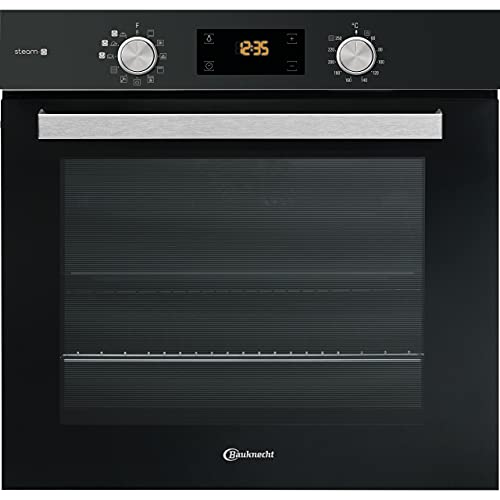 Bauknecht BAK5S KP8V2 BLG Einbau-Backofen mit Pyrolyse und Dampffunktion (71l) /Heißluftbackofen mit 11 Funktionen/Gentle Steam/PowerHeißluft/Multi-Level-Kochen, Schwarz, Schwarzglas