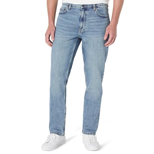 Amazon Essentials Herren Sportlich Geschnittene Jeans mit Geringem Stretchanteil, getönt, helle Waschung, 34 B x 32 L