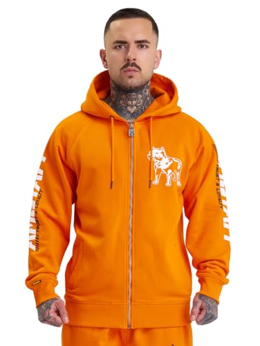 Amstaff Herren Logo 2.0 Zip-Hoodie | Baumwolle, Kapuze, Reißverschluss | Lockere Passform | Atmungsaktiv | L, Orange